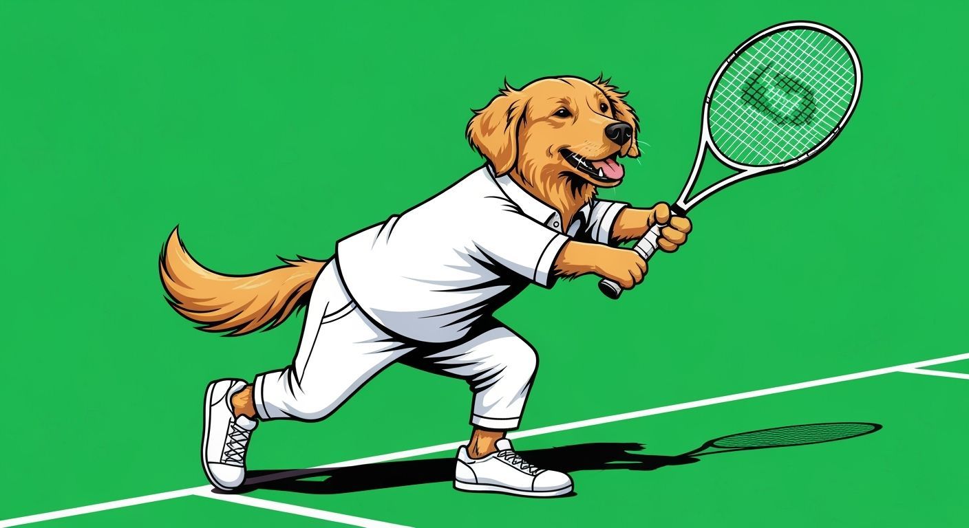 Golden Retriever Ace: A 2D Tennis Vector Illustration