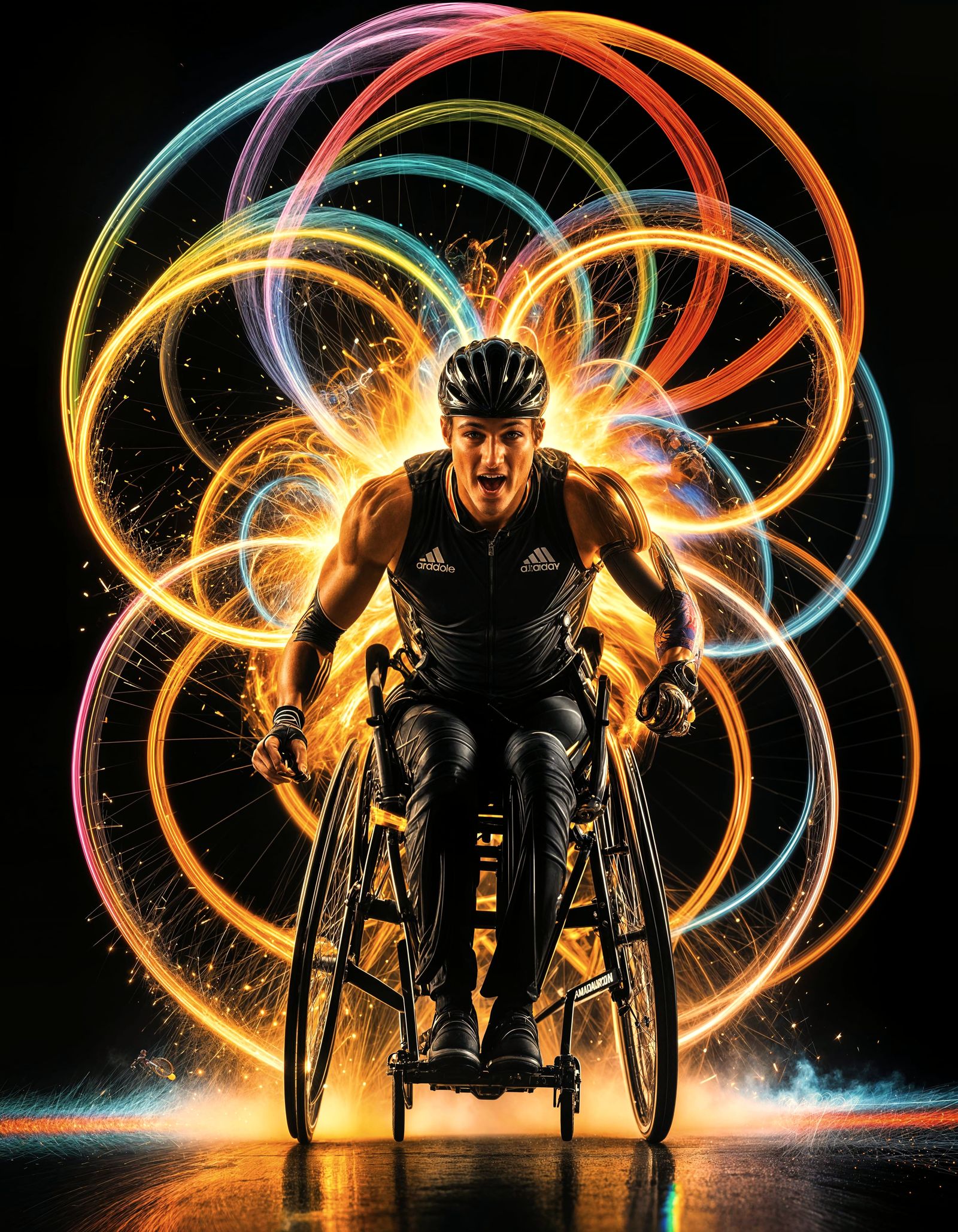 Dynamic Stroboscopic Image of Paralympic Athlete