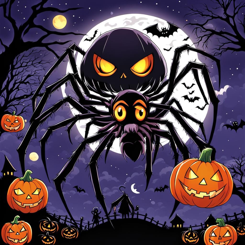 Halloween Spiders in Anime Manga Style