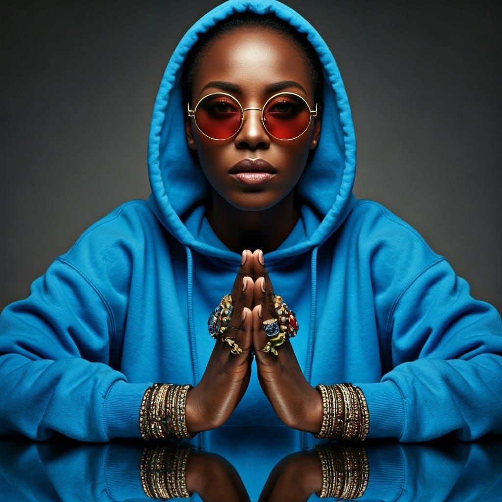 Woman with Rings: Modern Reflective Portrait