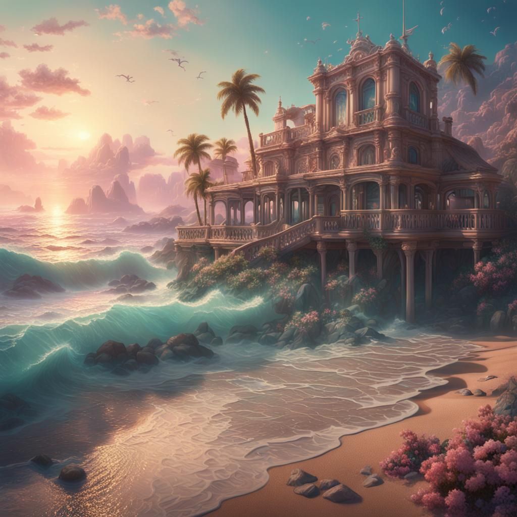 Dreamy Soft Grunge Beach in Detailed Matte Painting