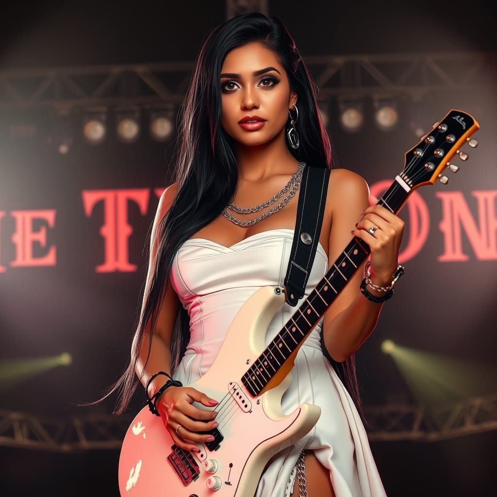 Dominican Woman Rock Star in Gothic Style