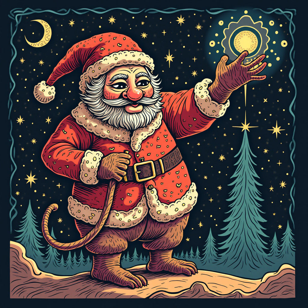 Whimsical Christmas Character in Pop Art Style