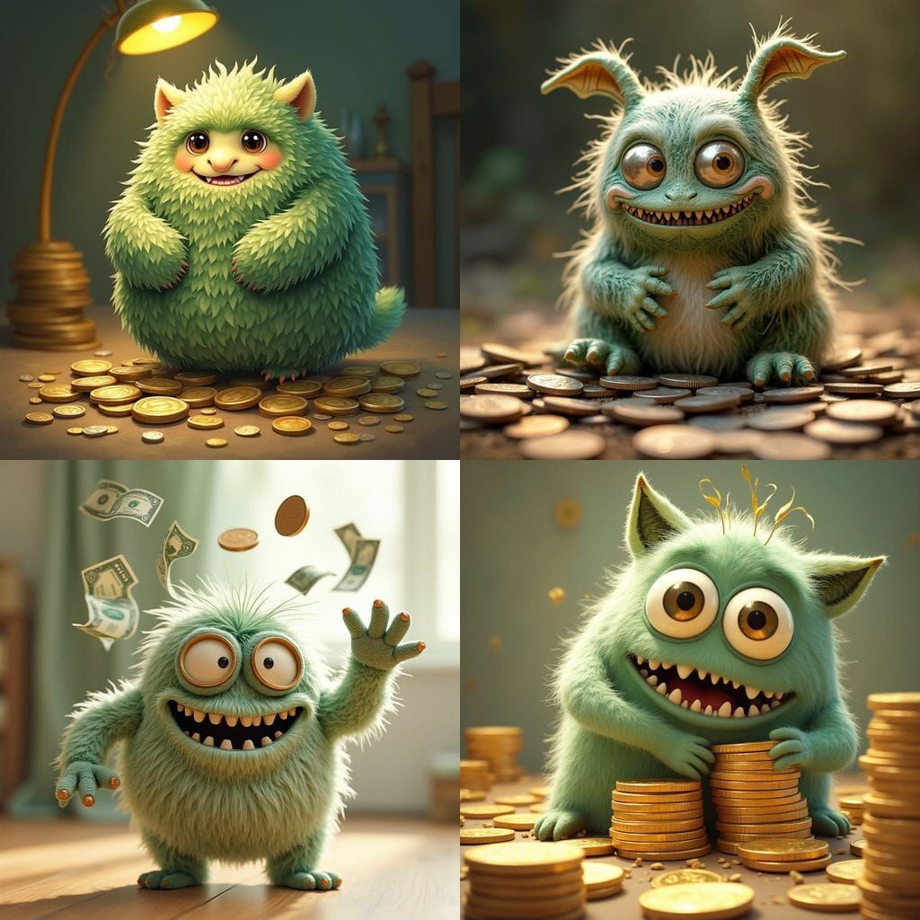 Cute Monster Made of Money