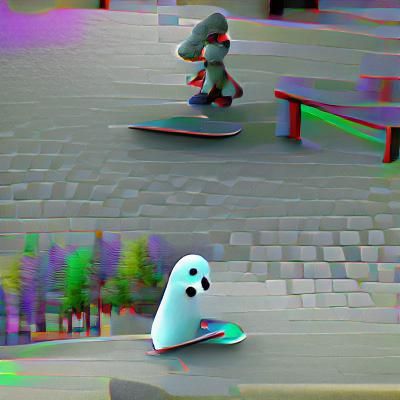 Ghost on Skateboard in 3D Render