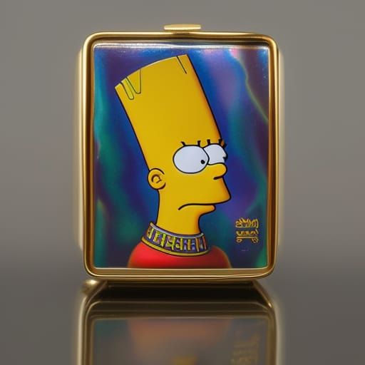 Bart Simpson Cloisonne & Gold Plaque