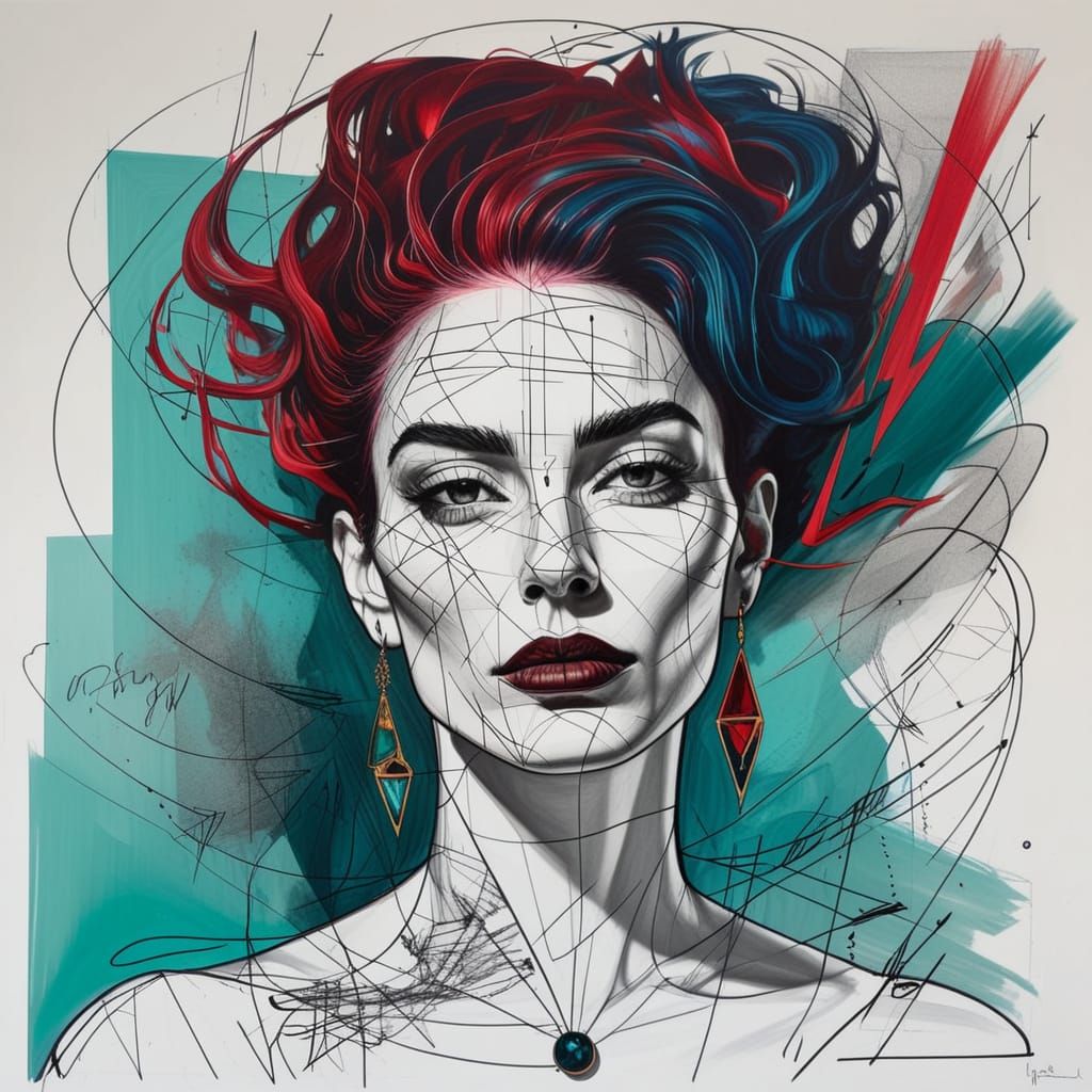 Abstract Portrait of Venus Joy Queen in Jewel Tones