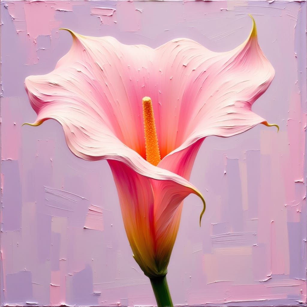 Pink calla lily.  Impasto style