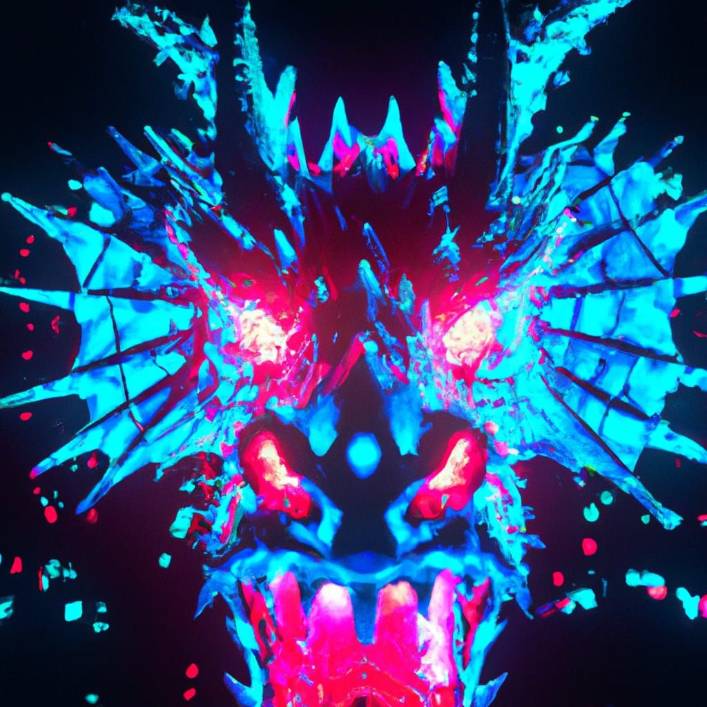 Neon Dragon with Diamond Scales in Cyberpunk Style
