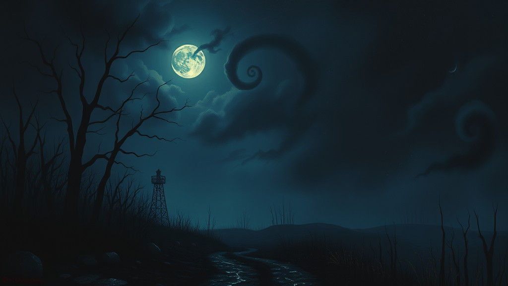 Mystical Night Scene as Surrealist Concept Art