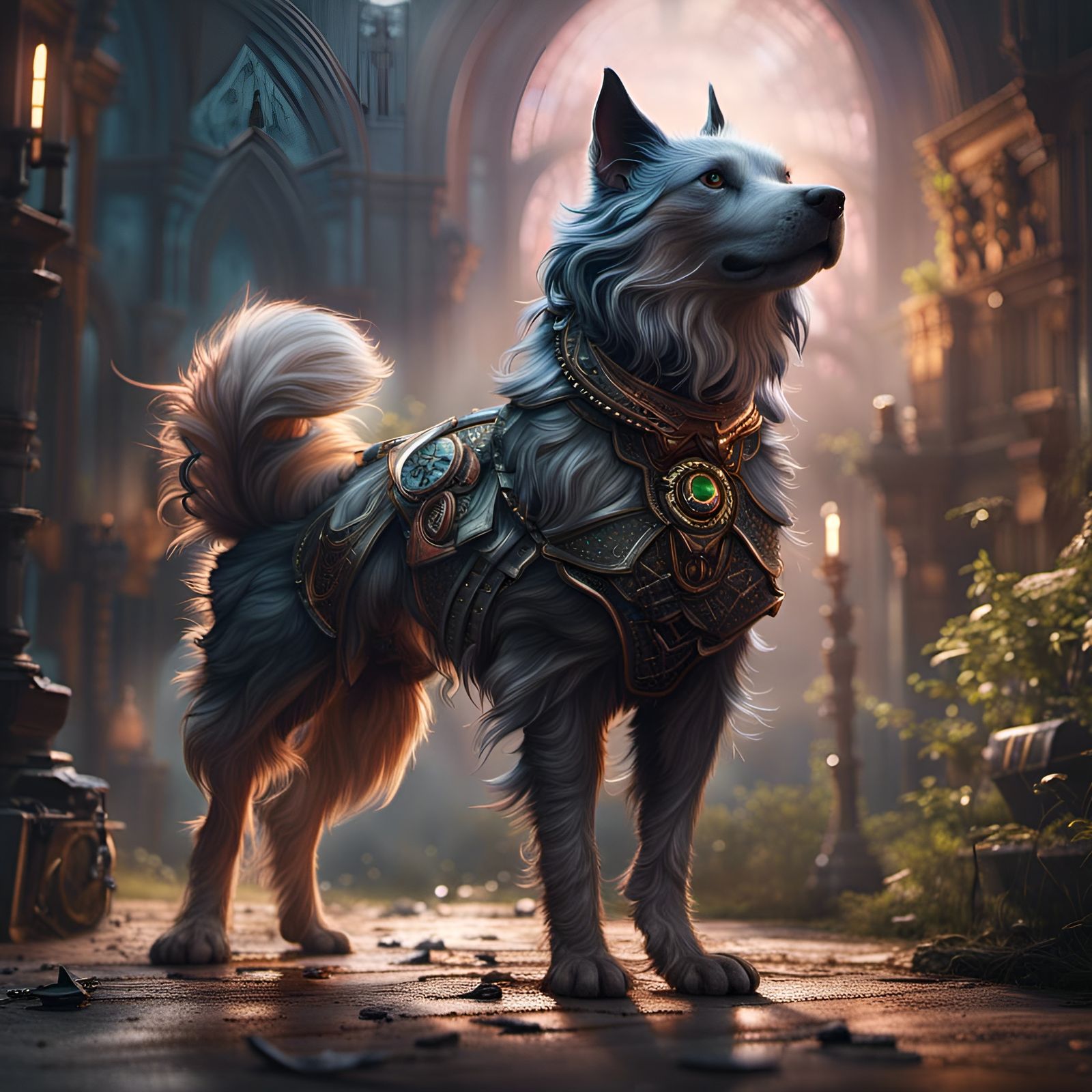 Dog-Cat Hybrid: Detailed Matte Painting in 8K