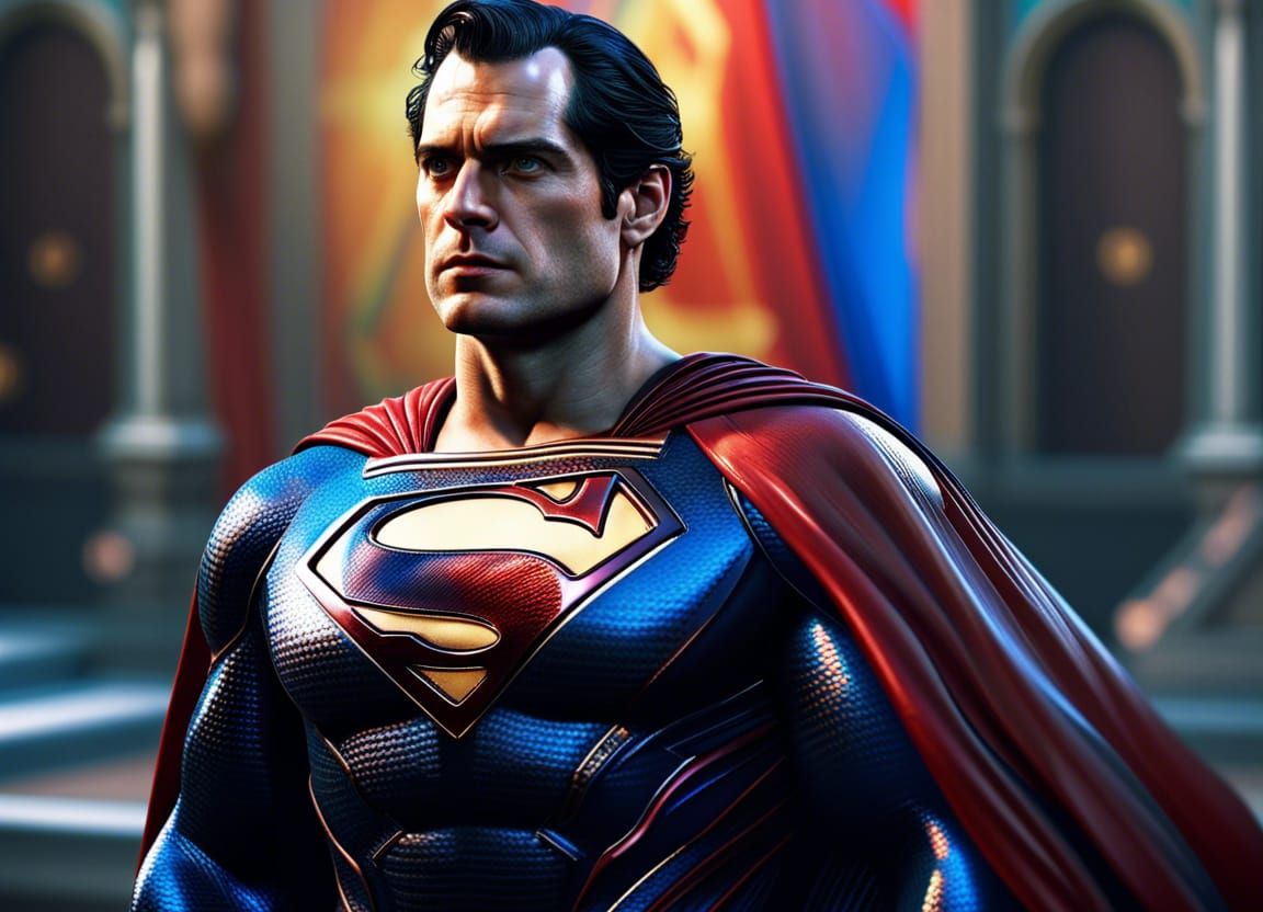 Hyperrealistic Henry Cavill as Superman in Classic Suit