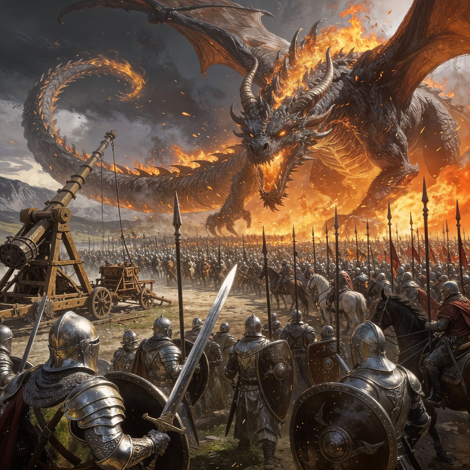 Epic Fantasy Battle: Army vs Fire Dragon