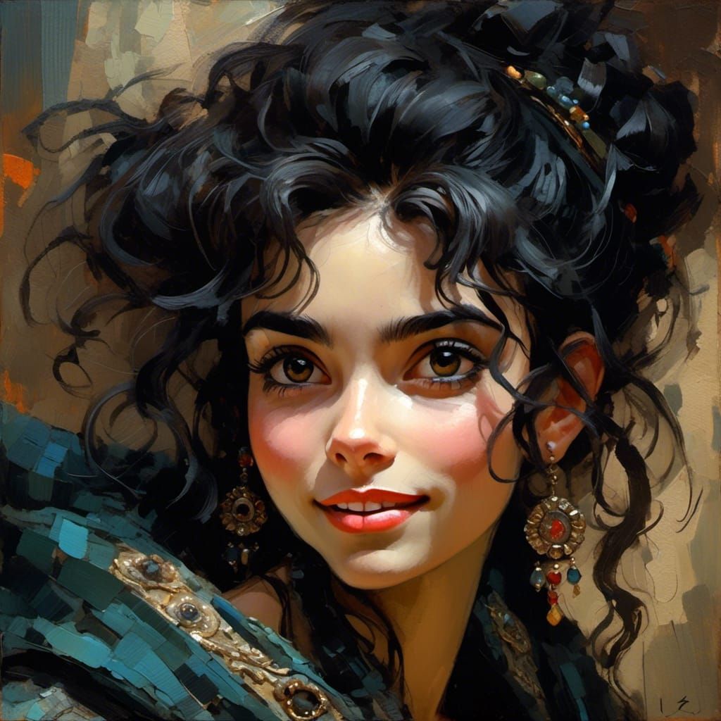 Stunning Spanish Girl Portrait in Rococo Style
