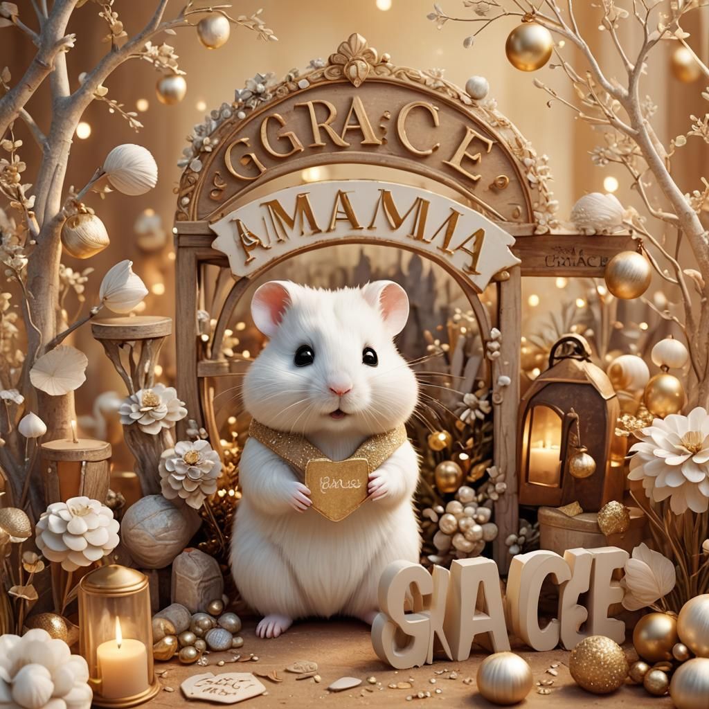 Whimsical 3D Hamster Illustration with Sign