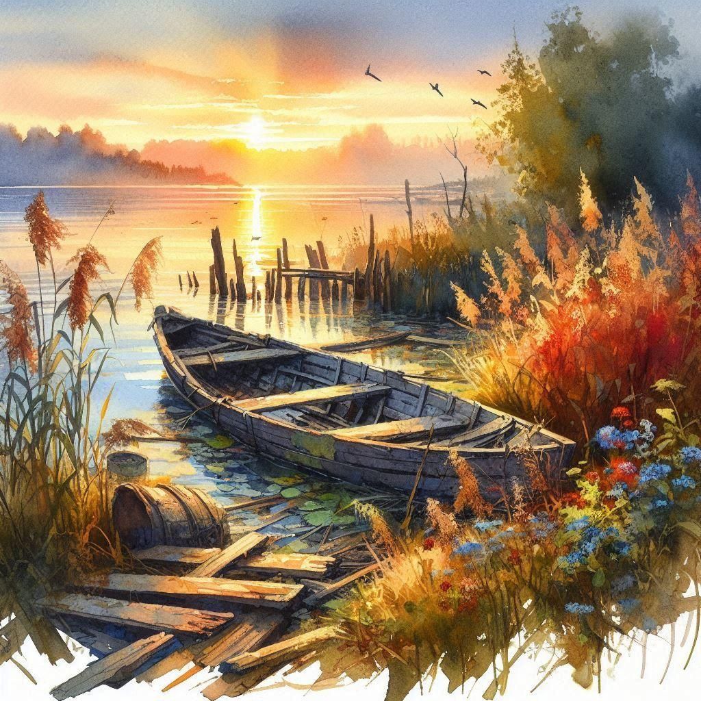 Peaceful Waterside Scene Generated by AI