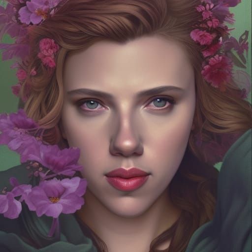 Romantic Portrait with Floral Background