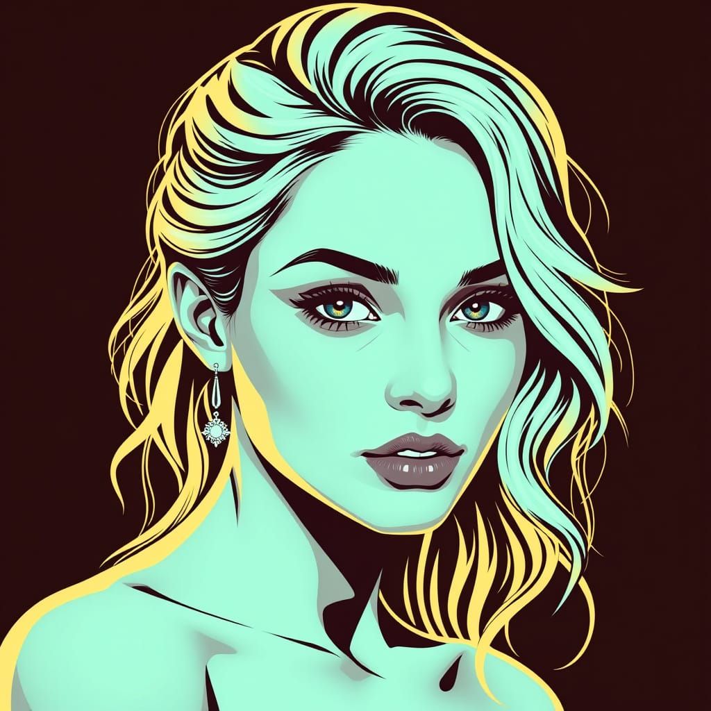 Stunning Young Woman Icon Set Design