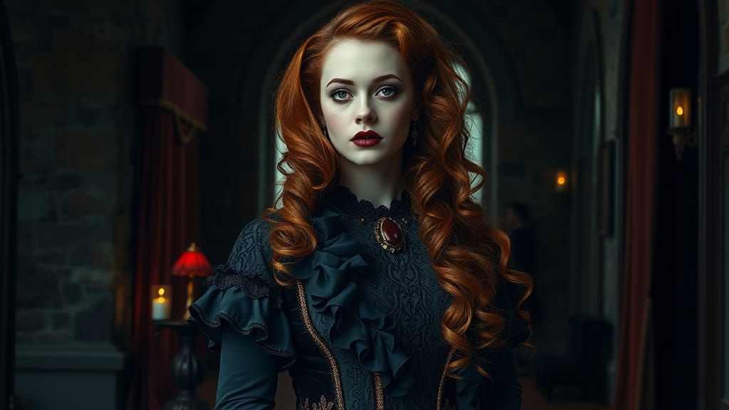 Gothic Woman in Victorian Attire