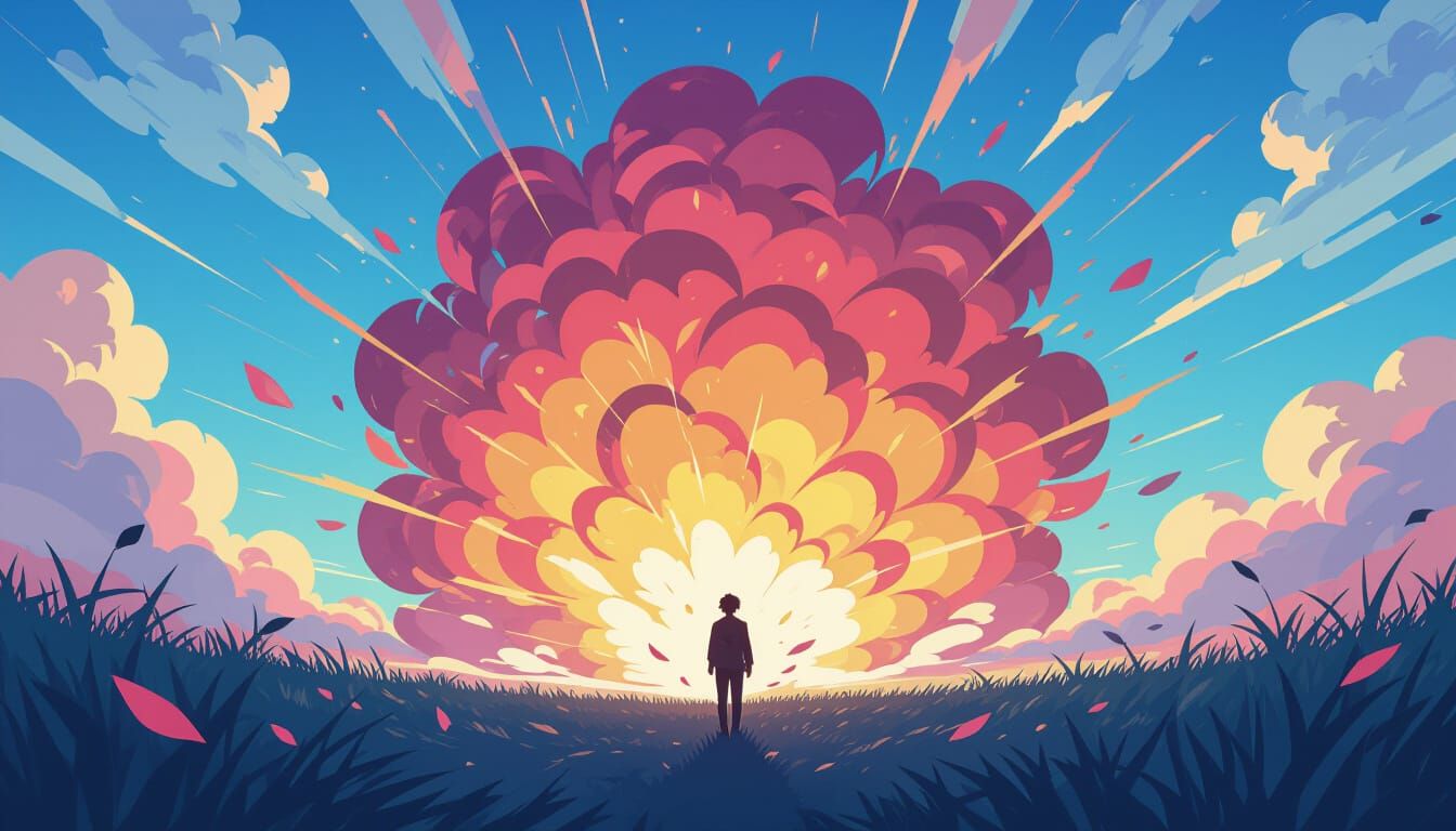 Vibrant Abstract Color Explosion in Anime Style