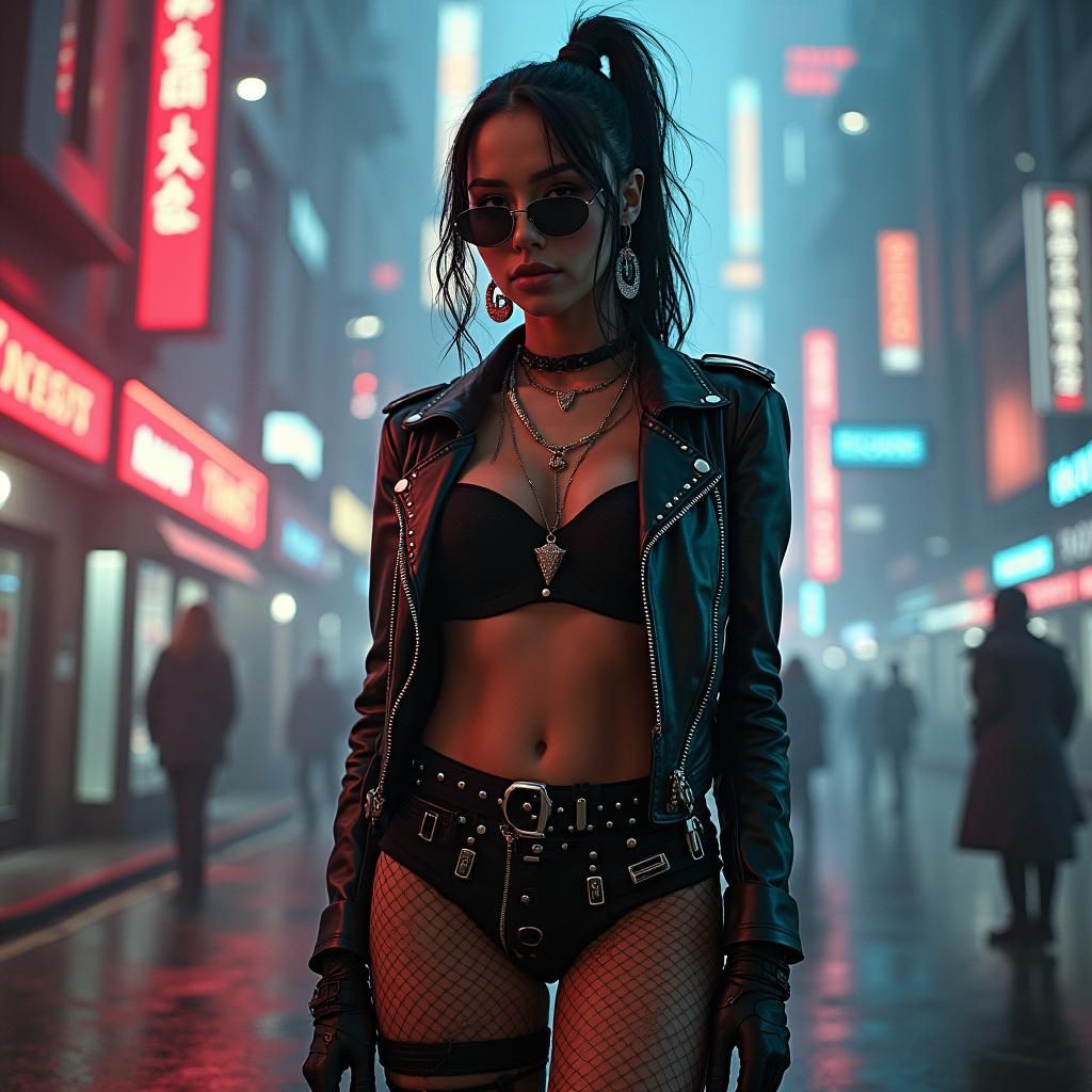 Punk High Fashion in Futuristic Cityscape