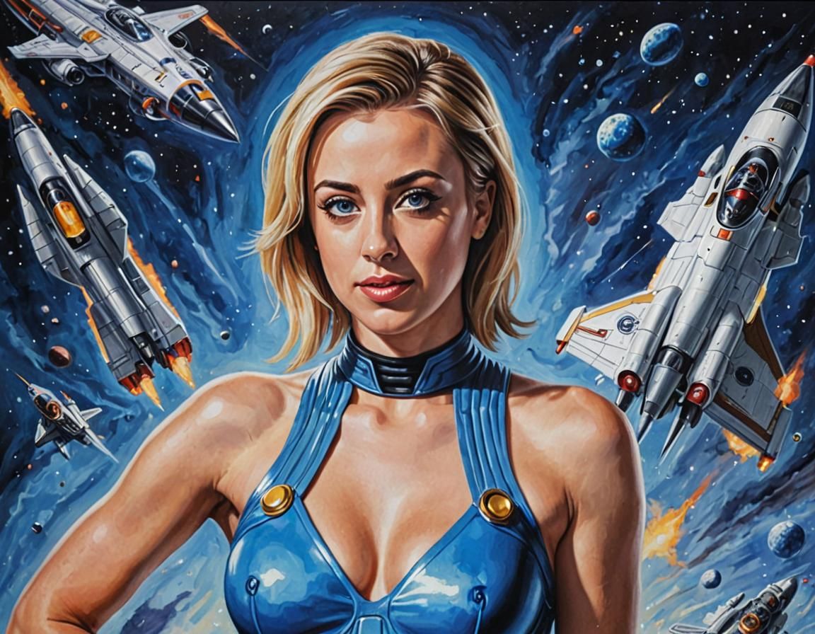 Iliza Shlesinger Meets Buck Rogers as Oil Painting