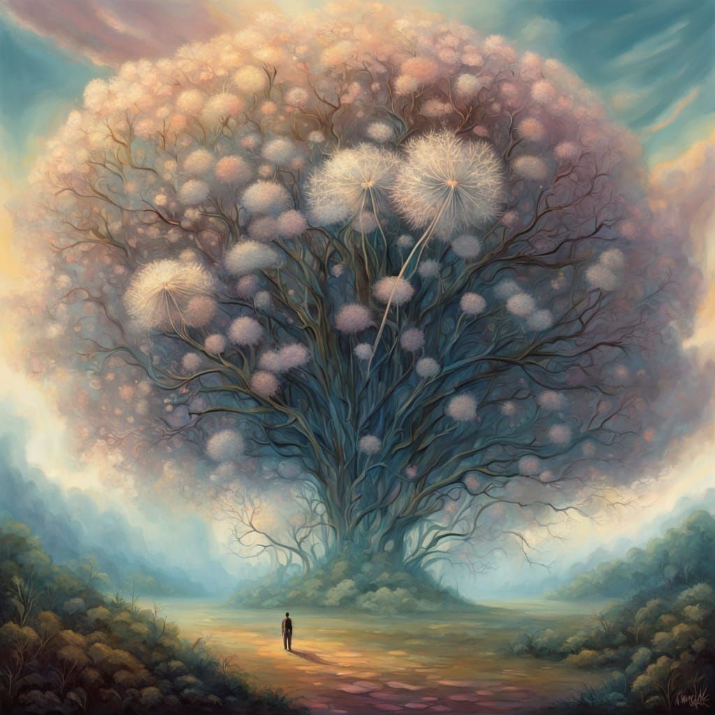 Surreal Cloud Islands and Giant Dandelion Seed