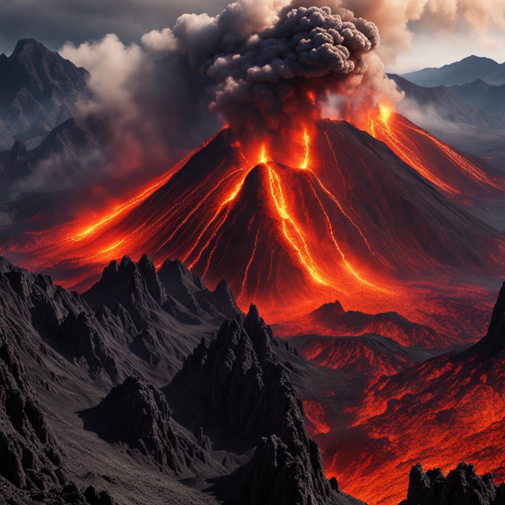 Volcanic Pyroclasm in Detailed Matte Style