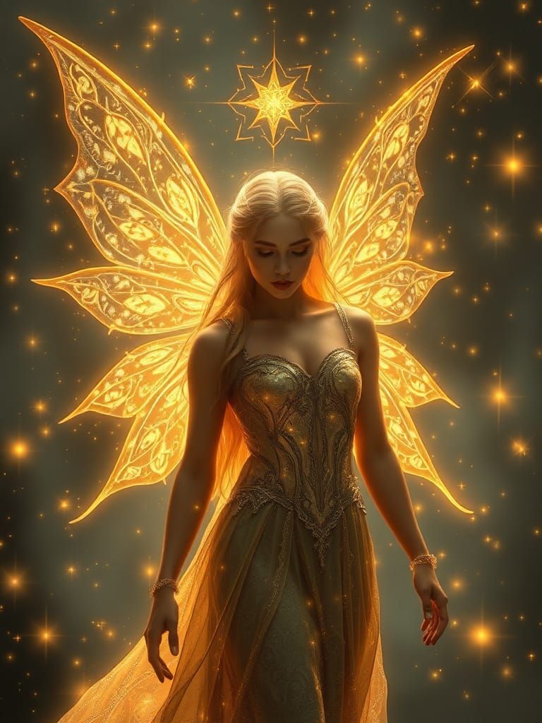 Enchanting Golden Fairy Spirit of Celtic Lore