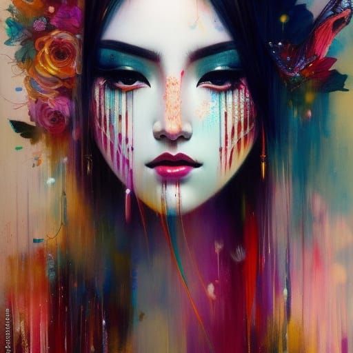 Elegant Maiko Portrait in Art Nouveau Style