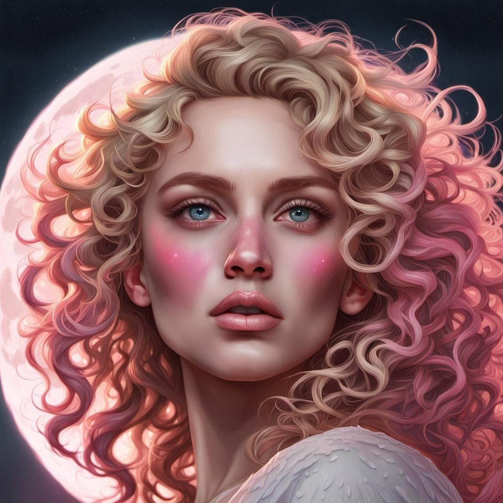 Blond Woman with Moon Eyes, Hyperdetailed Portrait