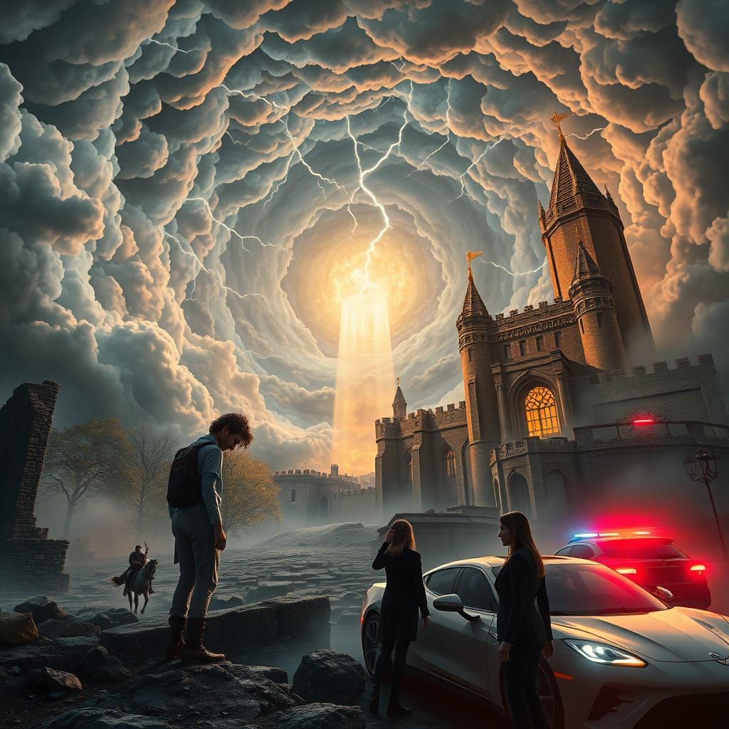 Epic Fantasy Realms Convergence in Cyberpunk Hues