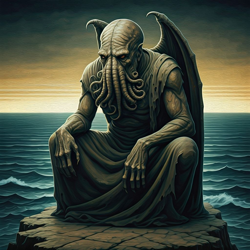 Cthulhu by the Sea in Art Nouveau Style