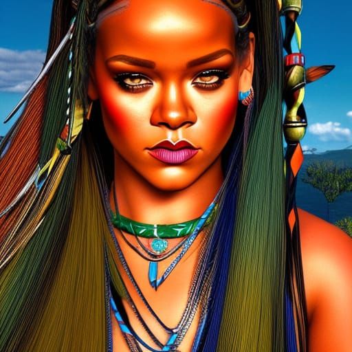 Rihanna as Pocahontas: Native American Warrior Queen