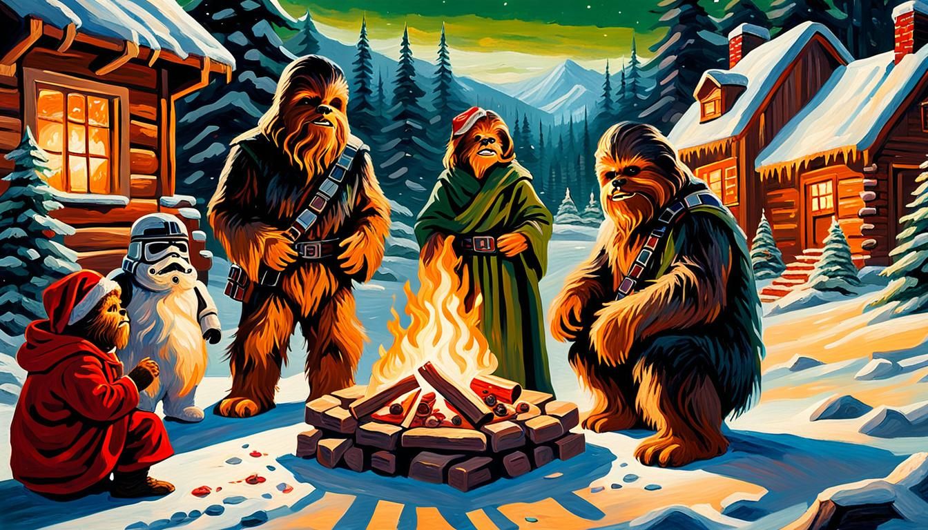 Star Wars Christmas Celebration in Expressionist Style