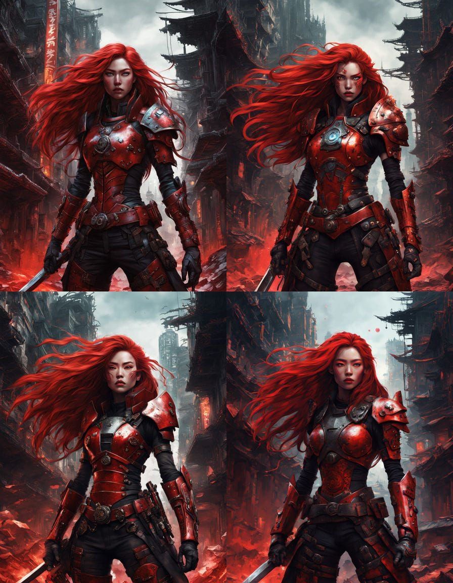 Cyborg Warrior in Dystopian Ruins