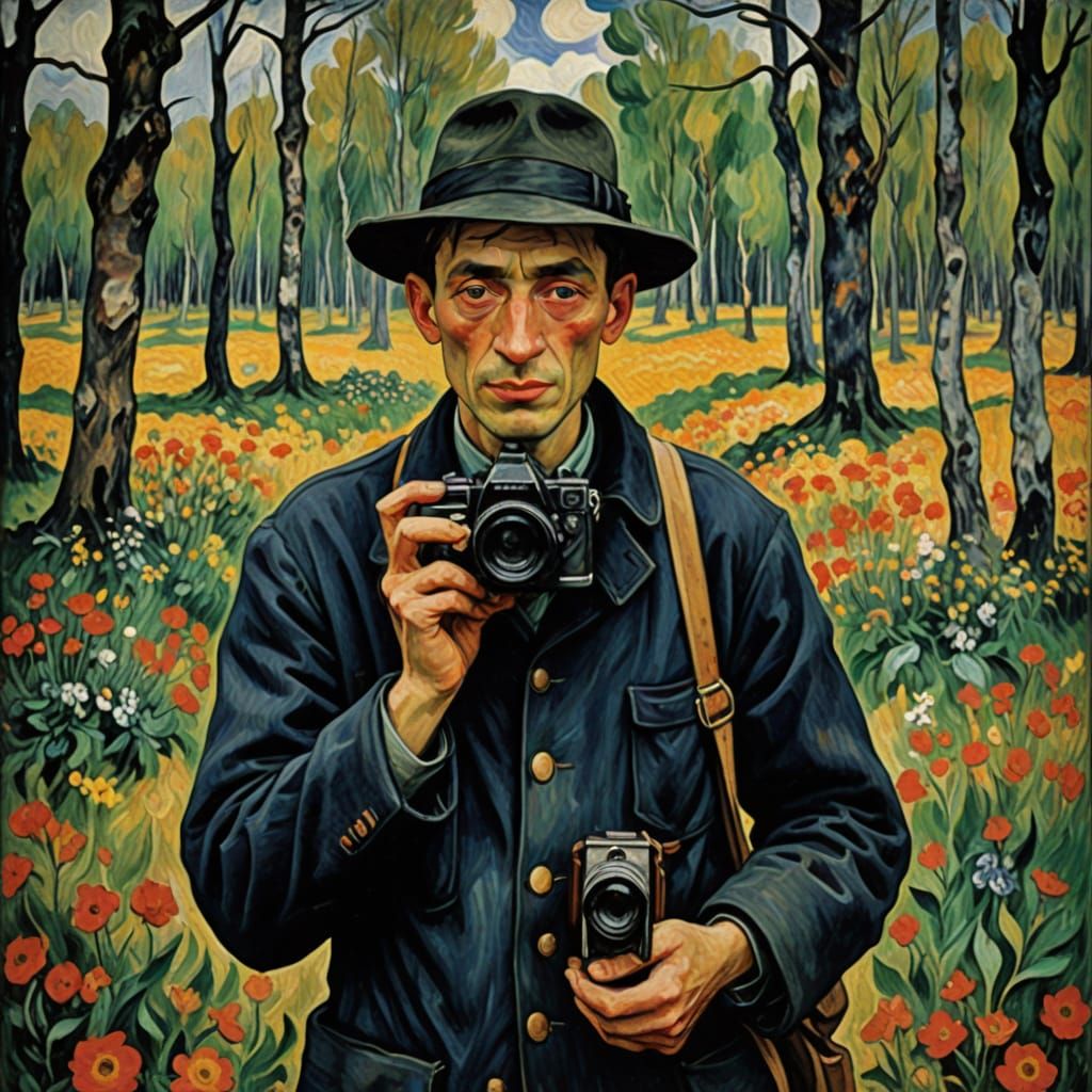 Photographer in Expressionist Style, Inspired by Soutine