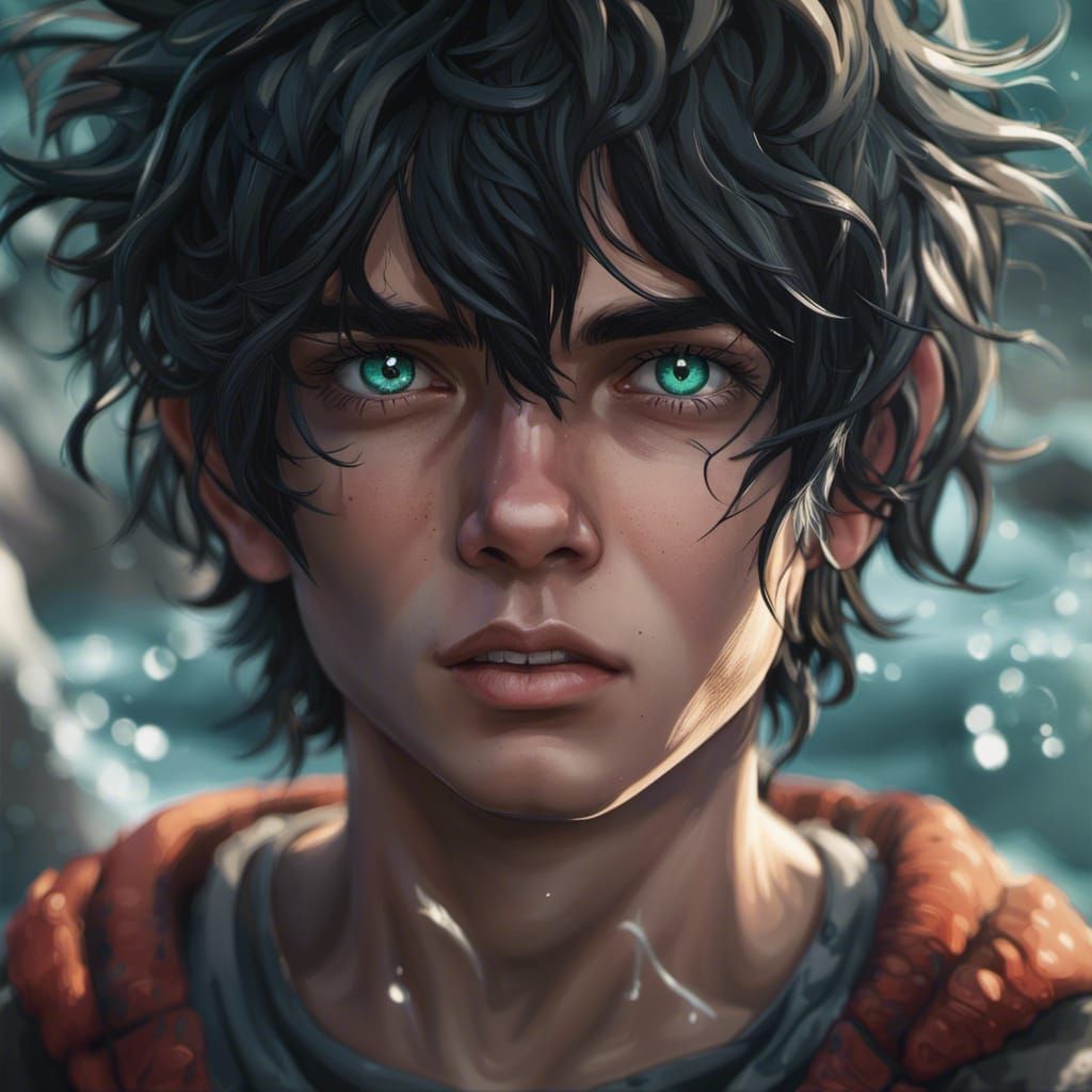 Fantasy Portrait of a Teenage Boy with Green Eyes