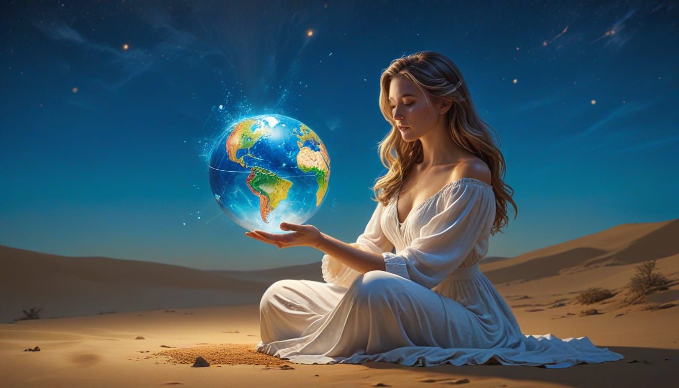 Woman Paints a Glowing Globe: Concept Art