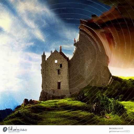 Glowing Castle on Cliffs in Divine Light