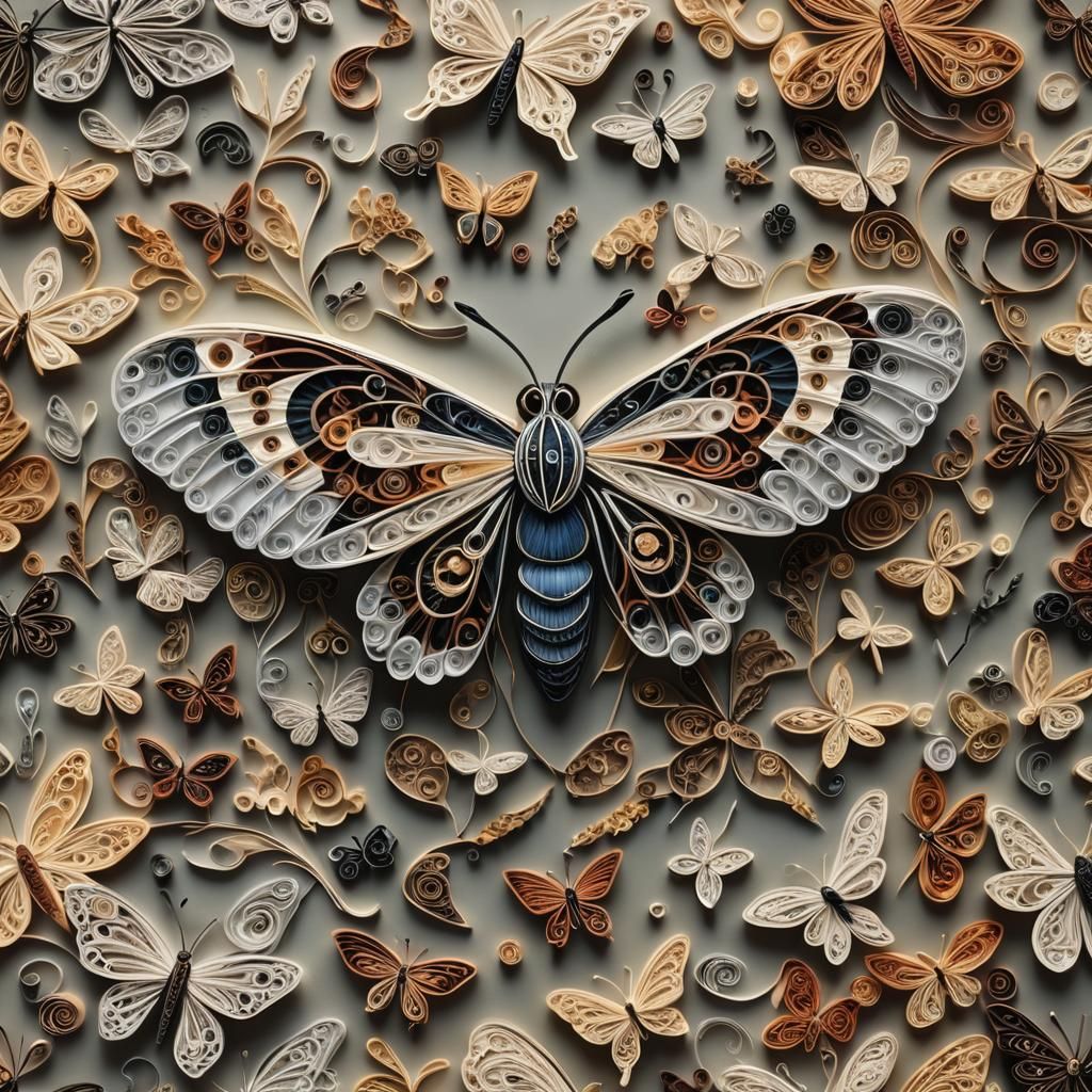 Epic Moth Quilling in Digital Matte Painting Style
