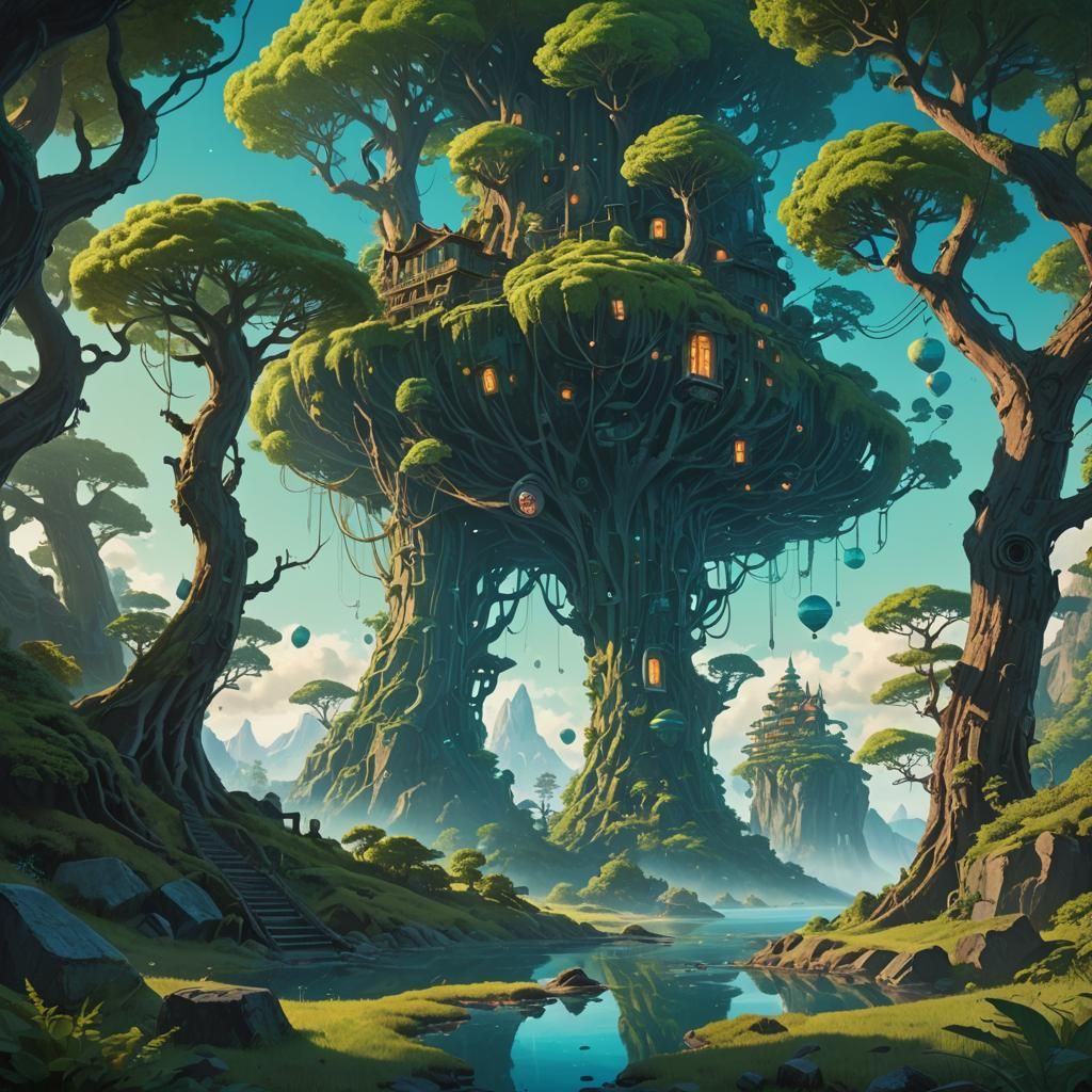 Fantasy World in Iridescent Nutshell: Matte Painting