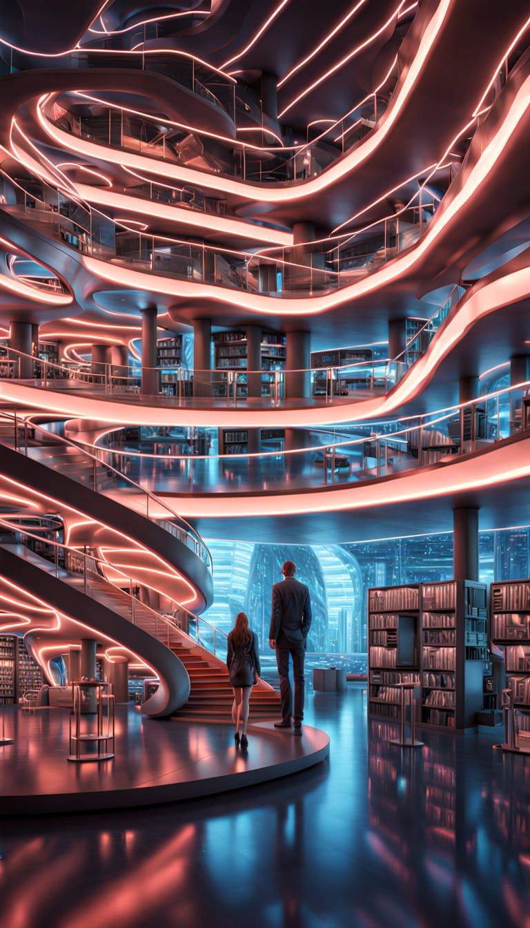 Hyperrealistic Person Comprehending Concepts in Futuristic L...