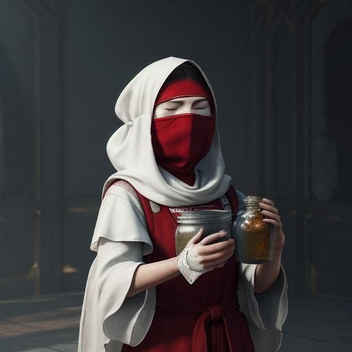 Blind Girl Collecting Tears in 3D Cinematic Style