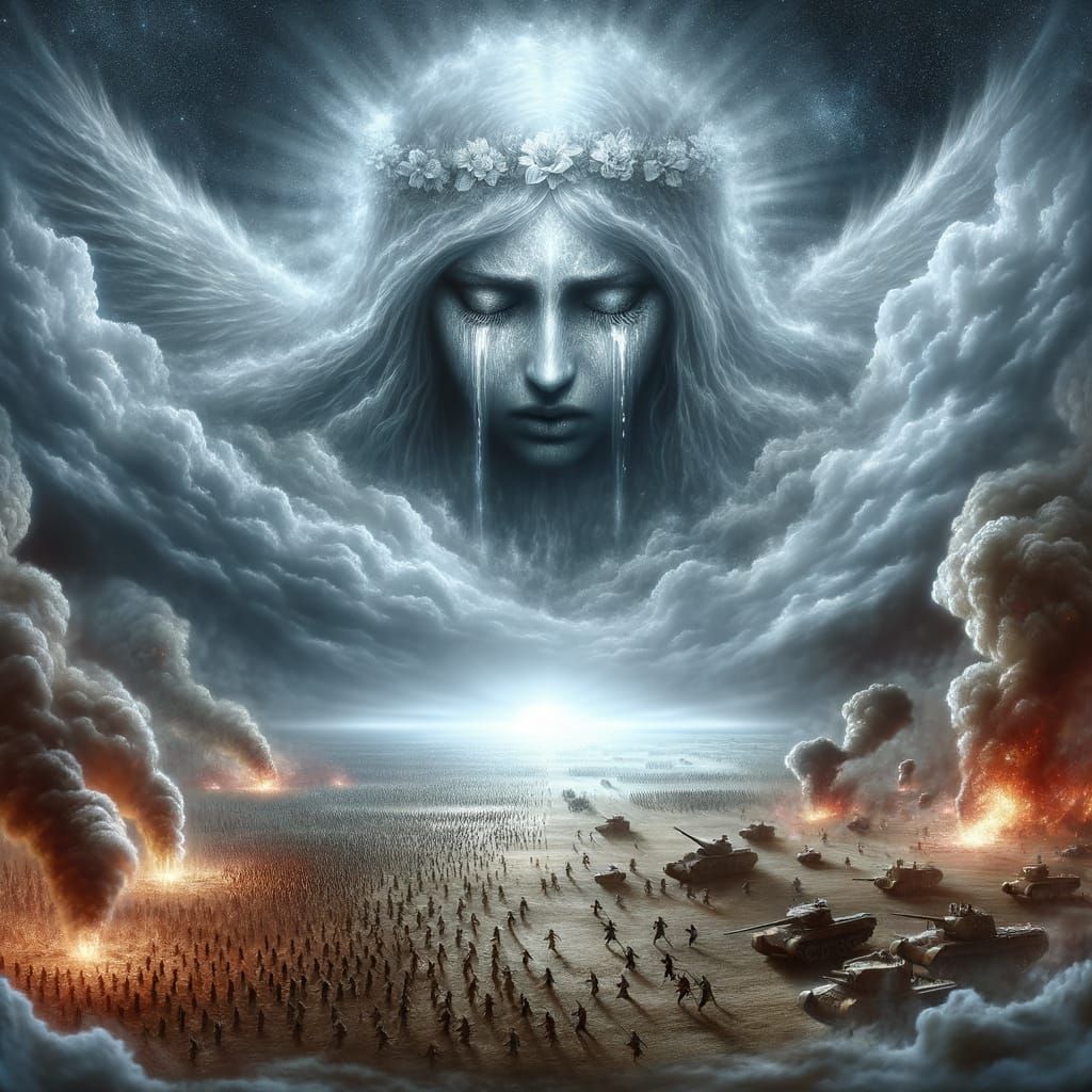 Sorrowful Divine Lament Over War-Torn Battlefield