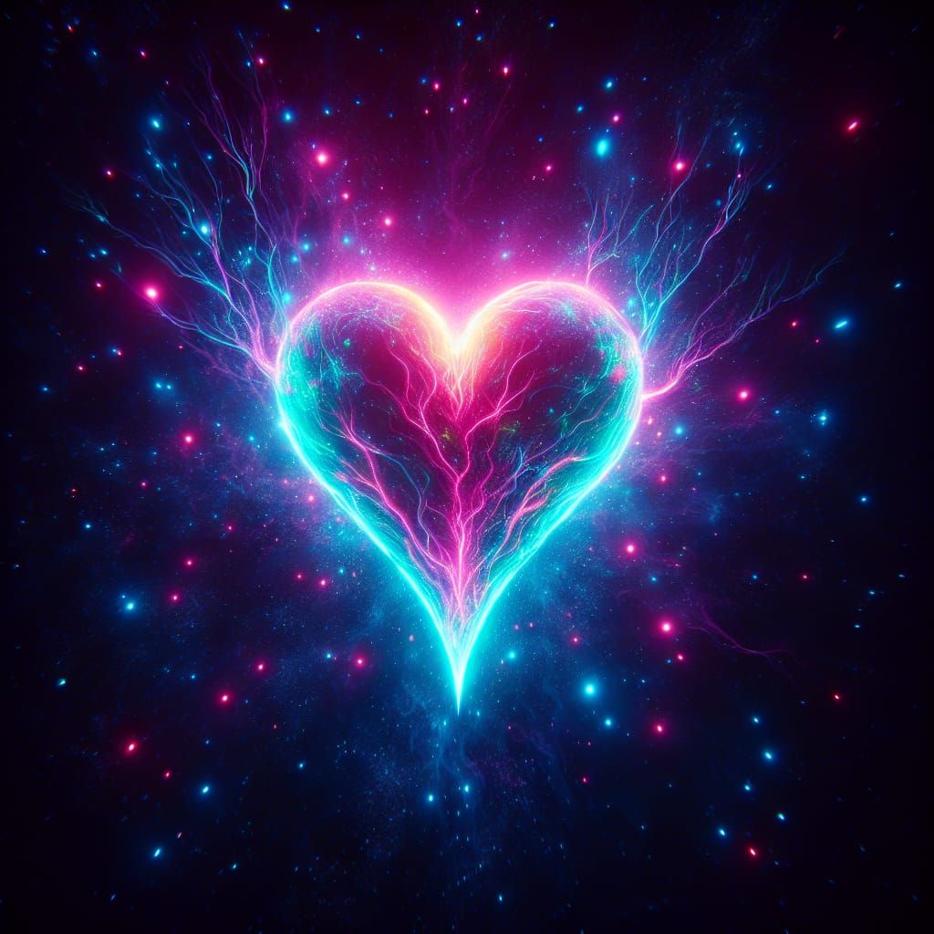 Epic Fluorescent Heart Radiating Neon Light