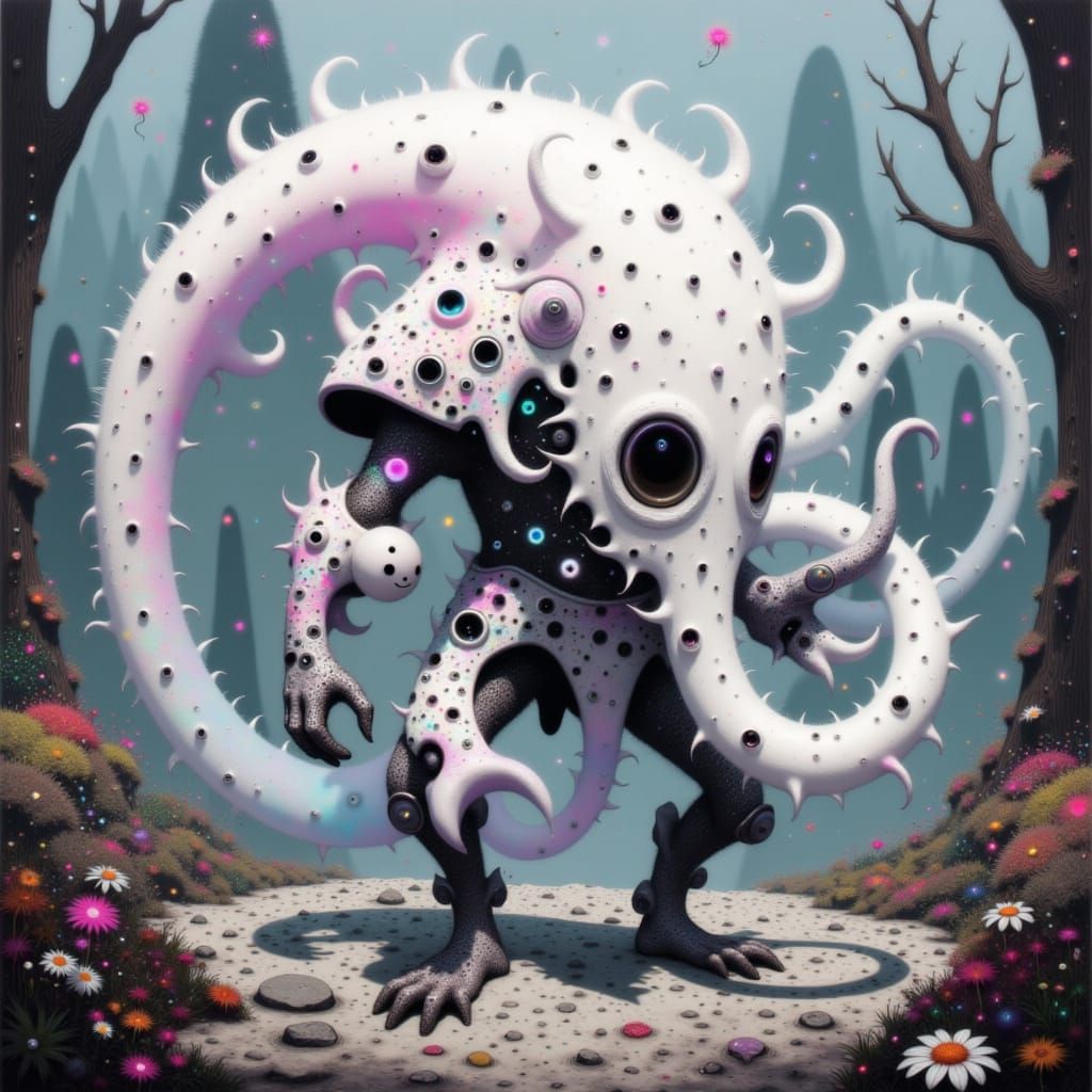 Majestic White Creature Foo in Mystical Setting