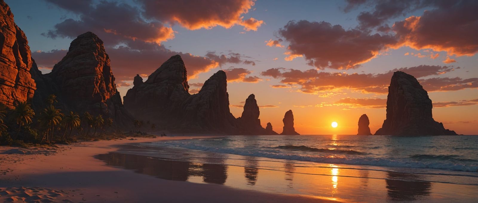 Alien Beach Dual Sunset: Dark Fantasy Concept Art