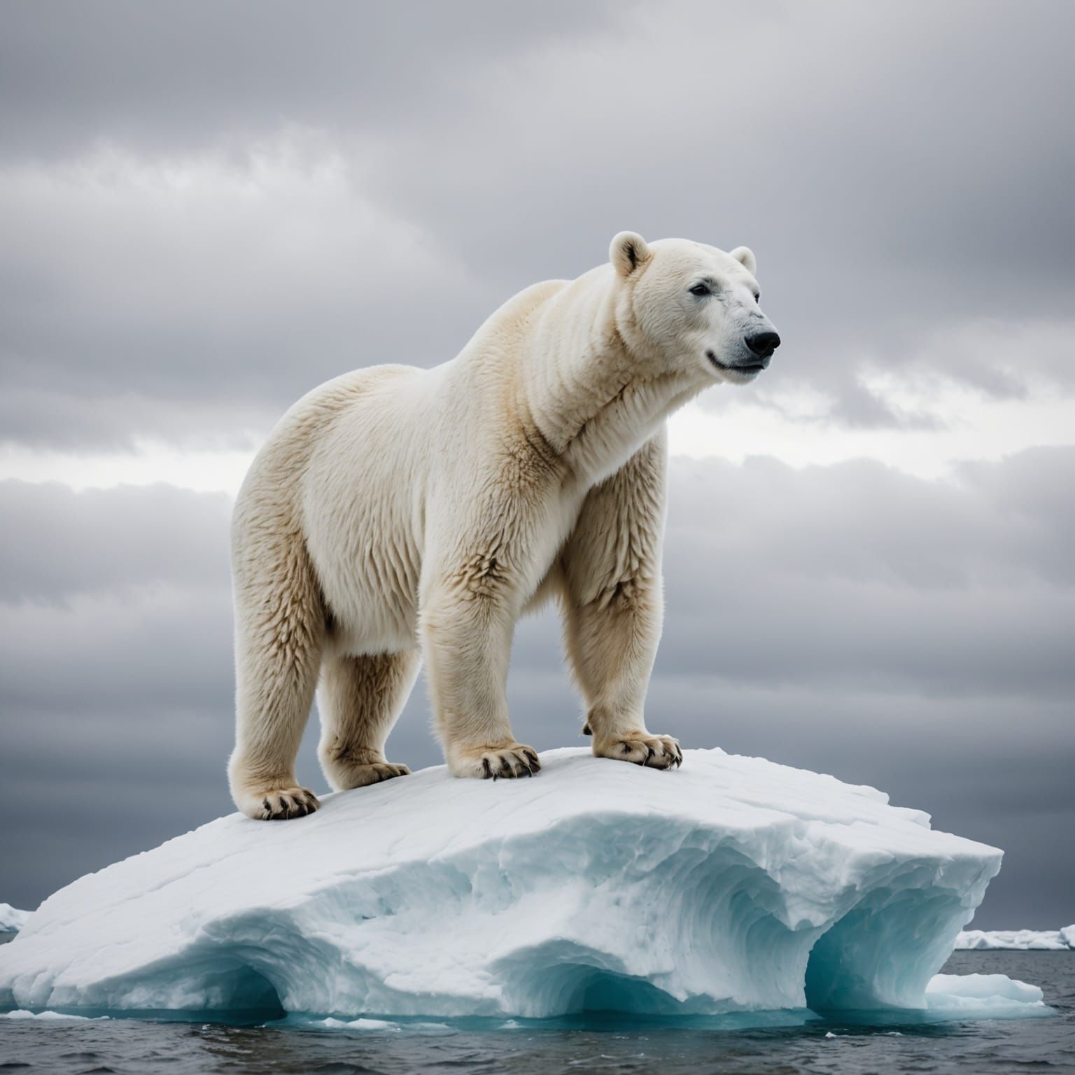 White Polar Bear on Iceberg in Photorealistic Style