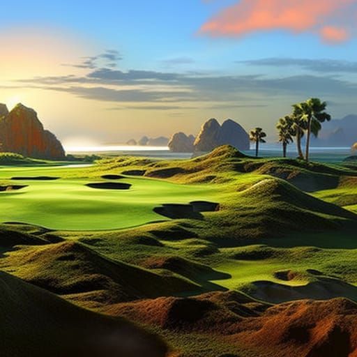 Skull Island Golf Course Concept Art at Sunset